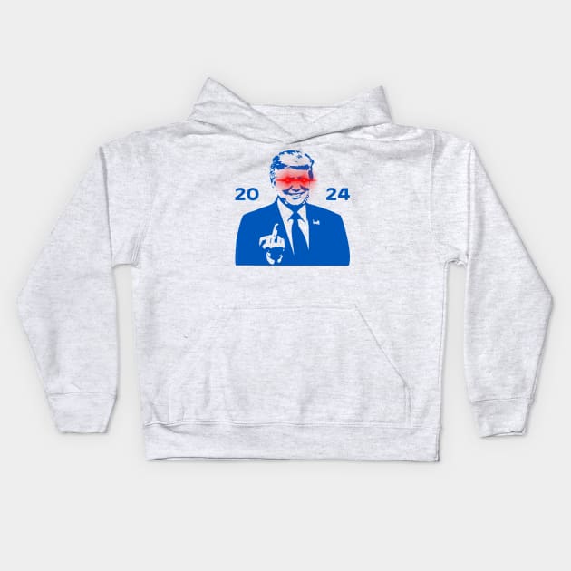 DARK TRUMP 2024 Dark Brandon Remix USA President (Blue Finger) Kids Hoodie by MAR-A-LAGO RAIDERS